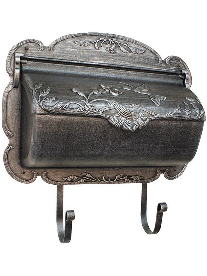 Hummingbird Design Cast-Aluminum Horizontal Mailbox in Swedish Silver.